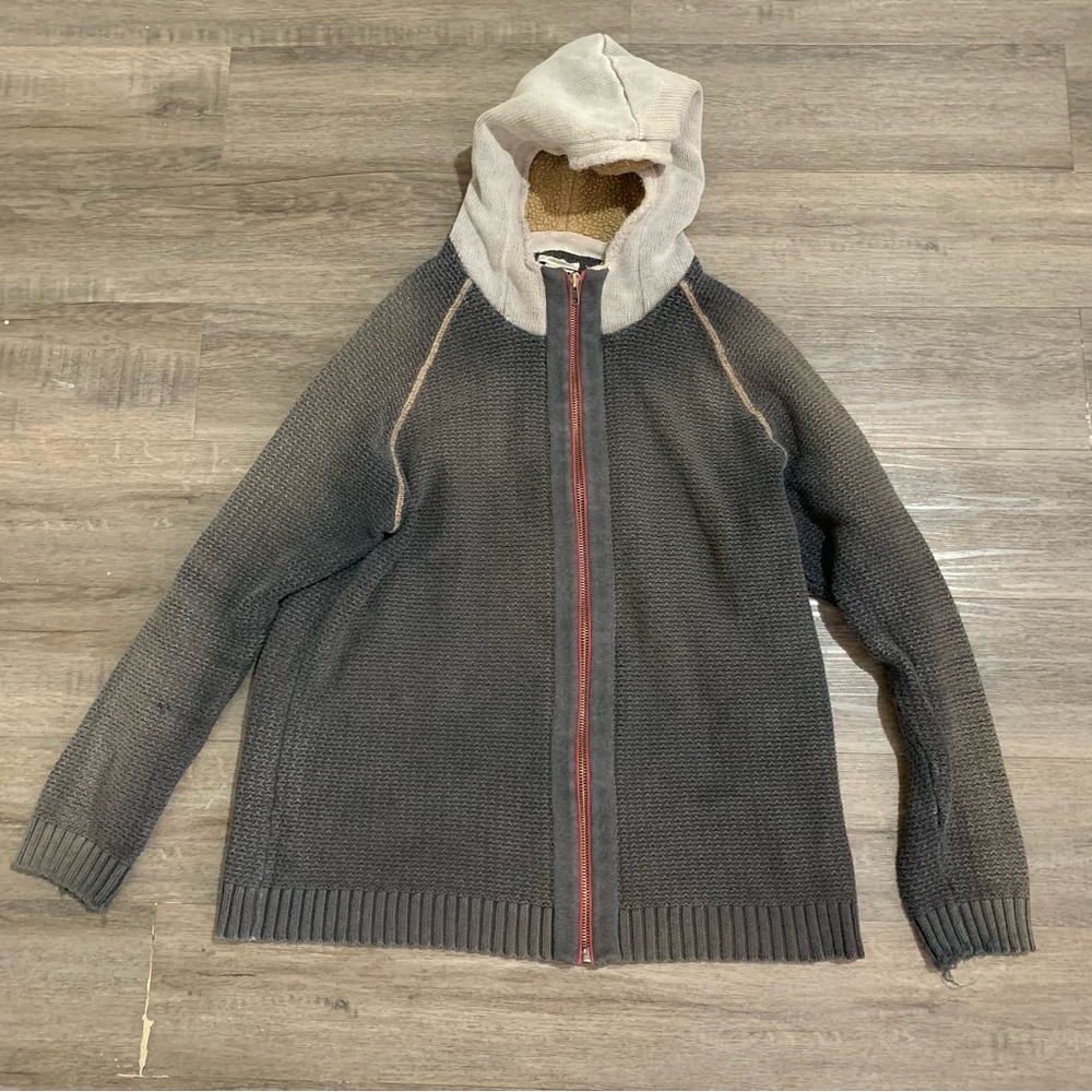 Carbon 2 Cobalt Sweater Mens XL Full Zip Hoodie Think Chunky Jacket Brown